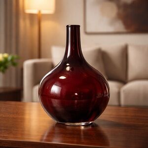 Retro IKEA Salong ruby red glass vase, designed by Johanna Jelinek